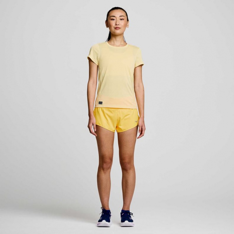 Saucony Stopwatch Short Sleeve Women's T-Shirt Yellow | CANADA YJQOUGK