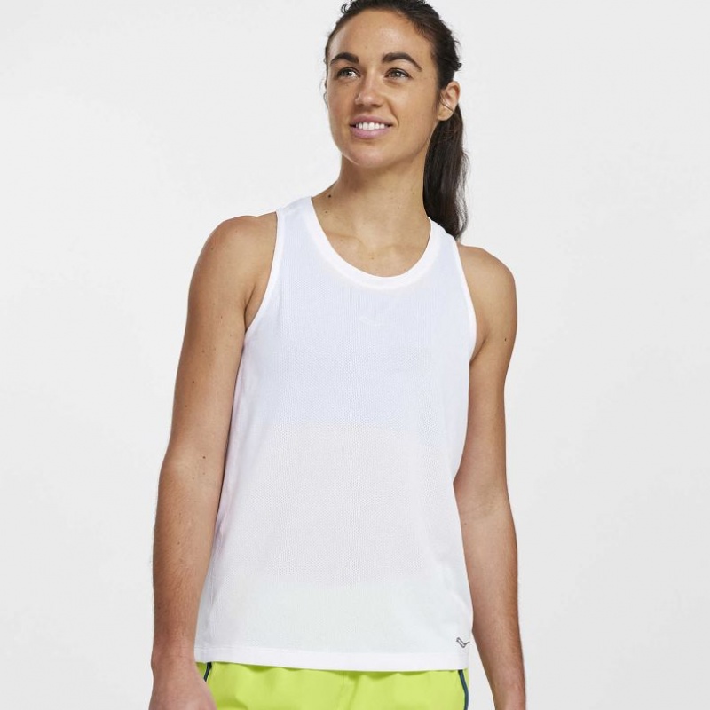 Saucony Stopwatch Women\'s Singlet White | CANADA AUMFILD