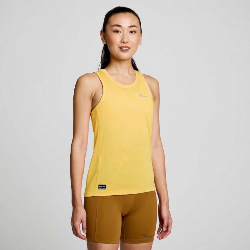 Saucony Stopwatch Women\'s Singlet Yellow | CANADA JXEQKRO