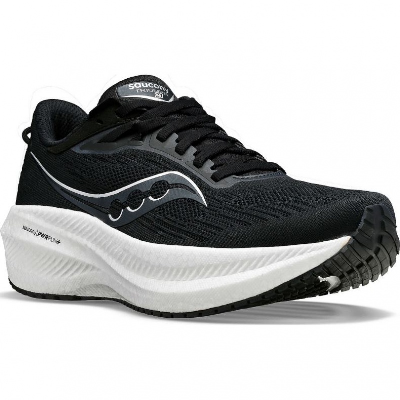 Saucony Triumph 21 Men's Running Shoes Black / White | CANADA LMVXHOI