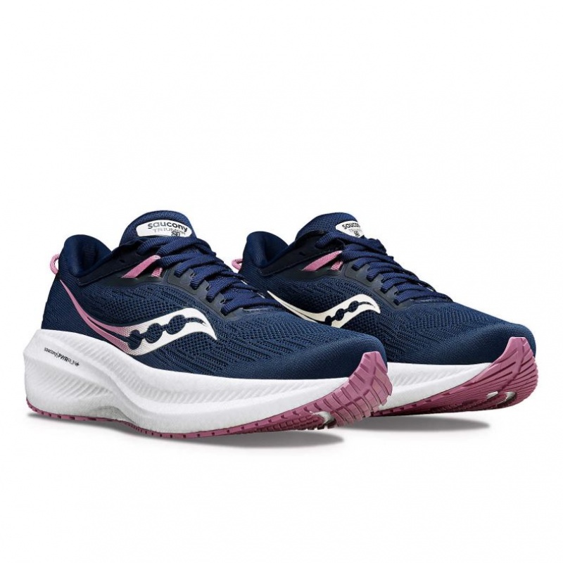 Saucony Triumph 21 Women's Running Shoes Navy | CANADA AJTQIMD