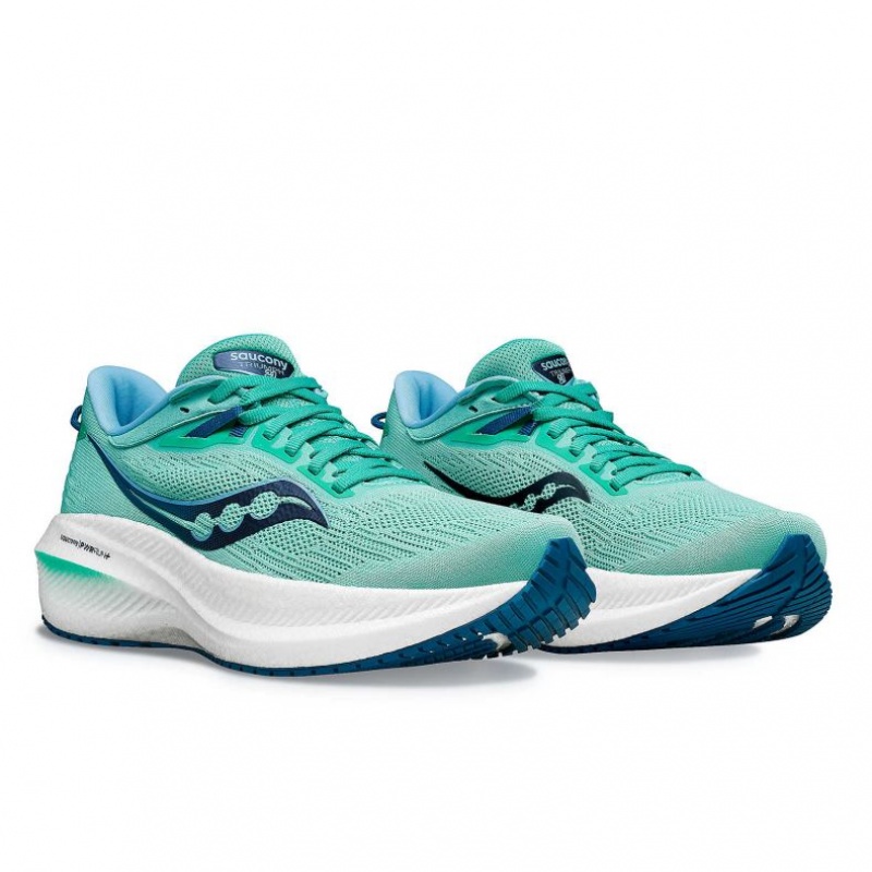 Saucony Triumph 21 Women's Running Shoes Turquoise | CANADA VQKPFUG