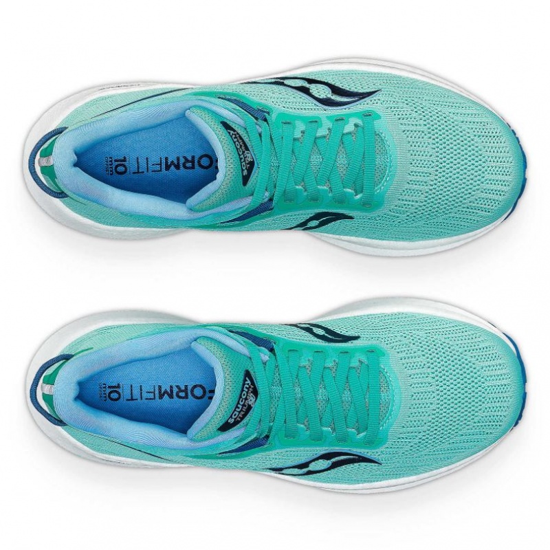 Saucony Triumph 21 Women's Running Shoes Turquoise | CANADA VQKPFUG