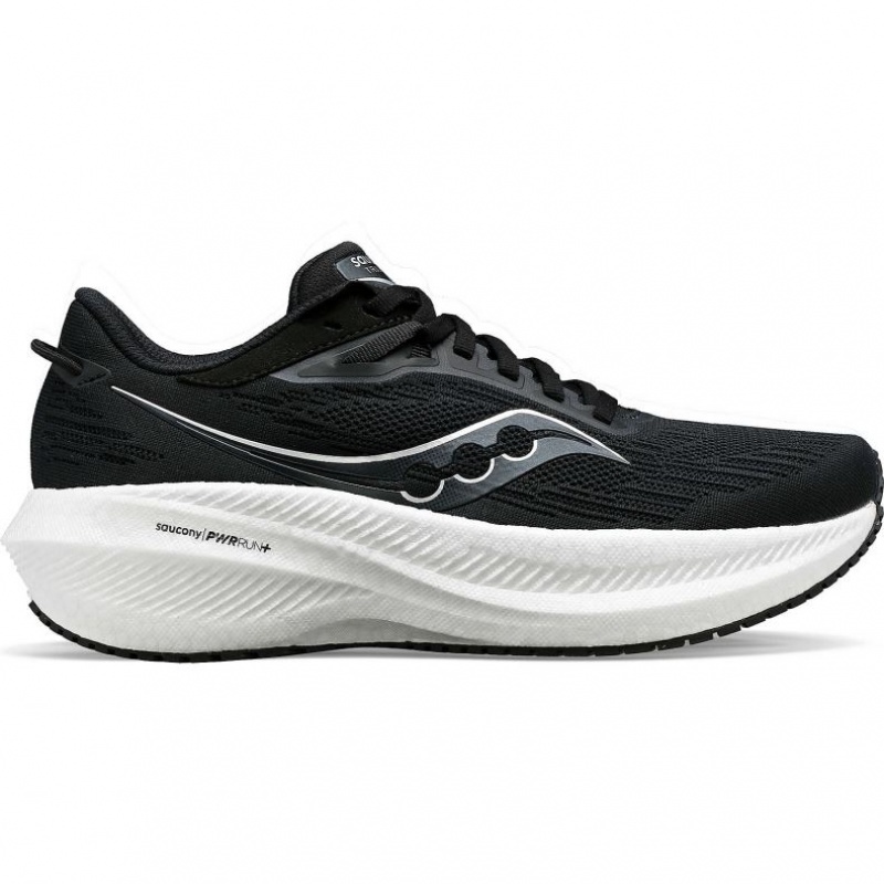 Saucony Triumph 21 Women\'s Wide Running Shoes Black / White | CANADA WOXRYFI