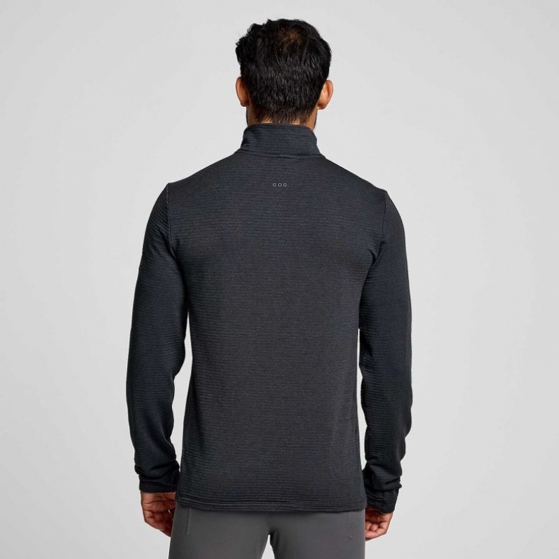 Saucony Triumph 3D 1/2 Zip Men's Sweatshirt Black | CANADA ZYHQVTF