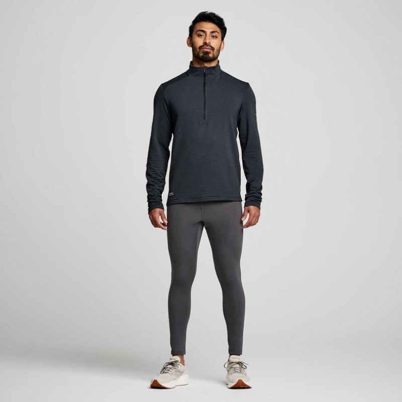 Saucony Triumph 3D 1/2 Zip Men's Sweatshirt Black | CANADA ZYHQVTF