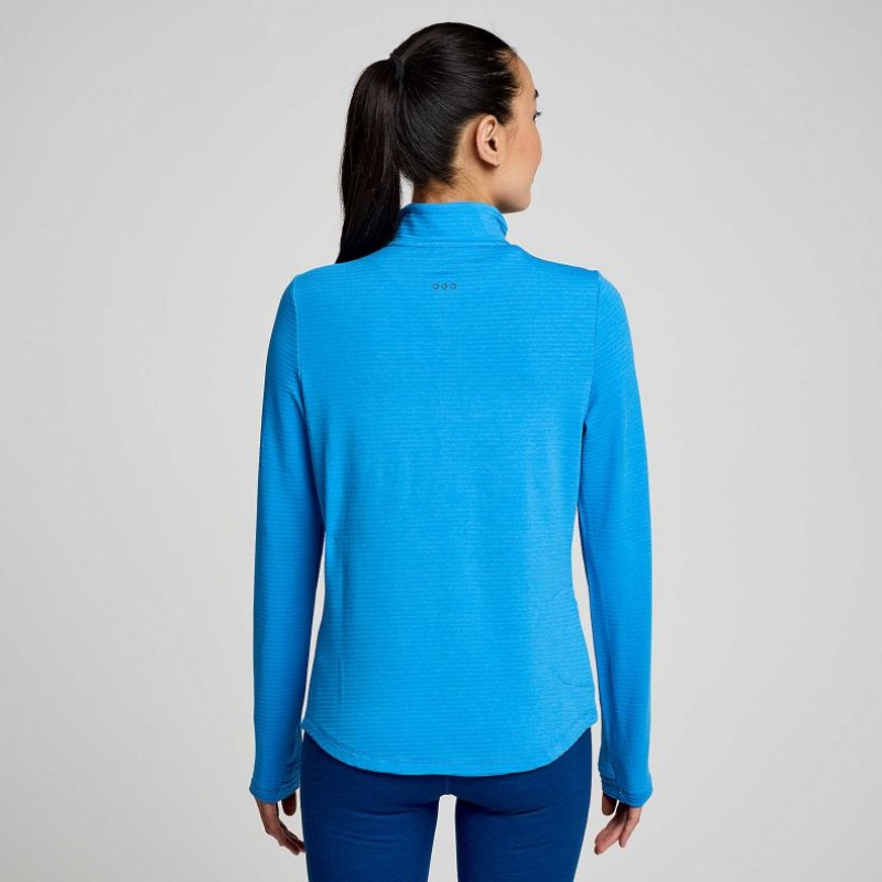 Saucony Triumph 3D 1/2 Zip Women's Sweatshirt Blue | CANADA UJXZHAB