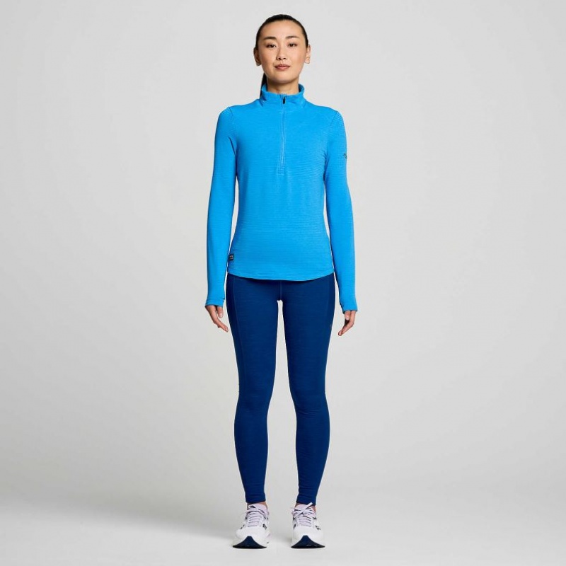 Saucony Triumph 3D 1/2 Zip Women's Sweatshirt Blue | CANADA UJXZHAB