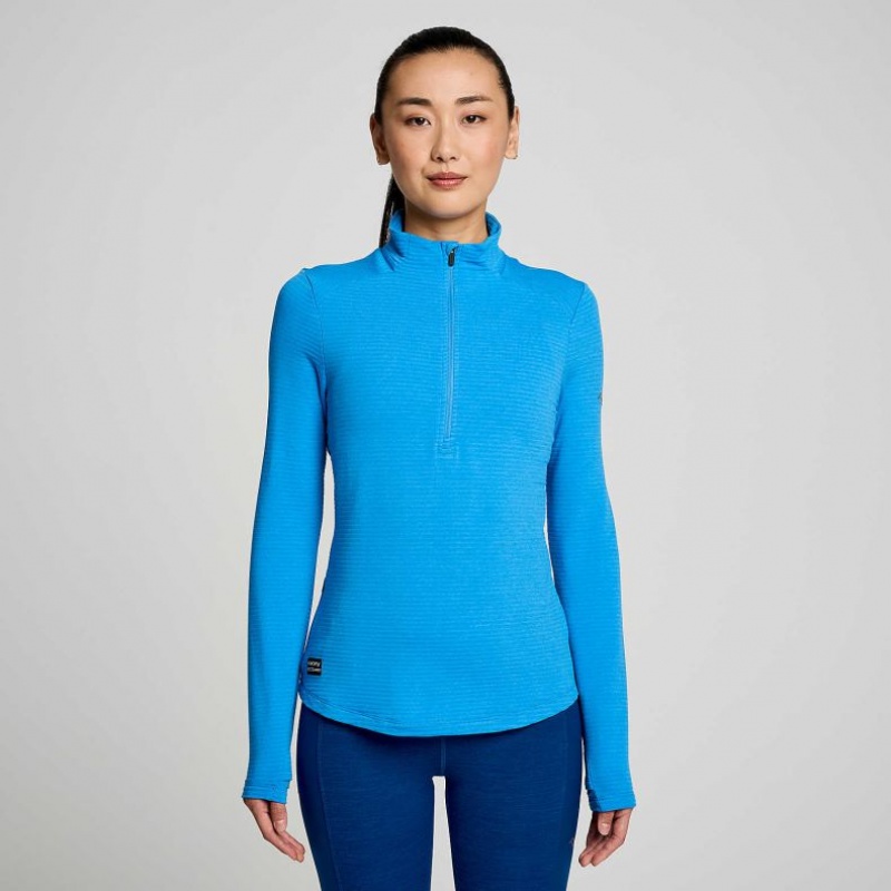 Saucony Triumph 3D 1/2 Zip Women\'s Sweatshirt Blue | CANADA UJXZHAB