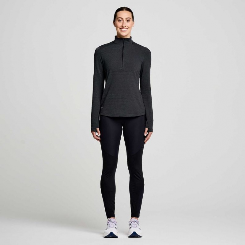 Saucony Triumph 3D 1/2 Zip Women's Sweatshirt Black | CANADA UMWTDRY