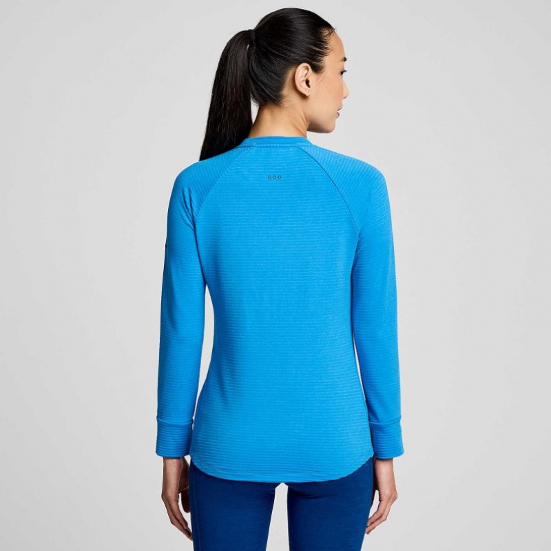 Saucony Triumph 3D Crew Women's Sweatshirt Blue | CANADA ZKYIWNL