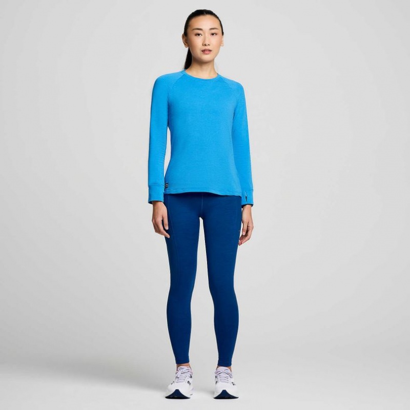 Saucony Triumph 3D Crew Women's Sweatshirt Blue | CANADA ZKYIWNL